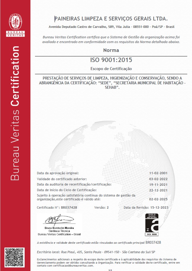 Certificado Iso 9001:2015
